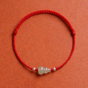 Buddha Stones Gourd Hetian Jade Red String Prosperity Bracelet Anklet - Red String Anklet(Circumference 22-30cm) - image 9