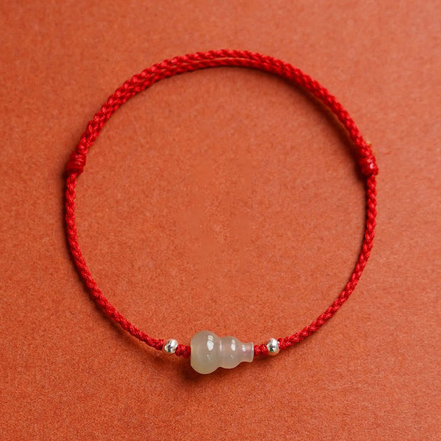Buddha Stones Gourd Hetian Jade Red String Prosperity Bracelet Anklet - Red String Anklet(Circumference 22-30cm) - image 9