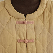 Buddha Stones Winter Frog-Button Diamond-shaped Lines Cotton Long Sleeve Women's Thermal Jacket With Pockets - image 11