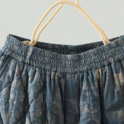 Buddha Stones Winter Square Diamond-shaped Patchwork Elastic Waist Women's Cotton Harem Pants With Pockets - image 12