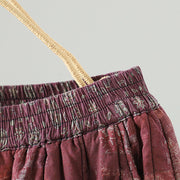 Buddha Stones Winter Square Diamond-shaped Patchwork Elastic Waist Women's Cotton Harem Pants With Pockets - image 5