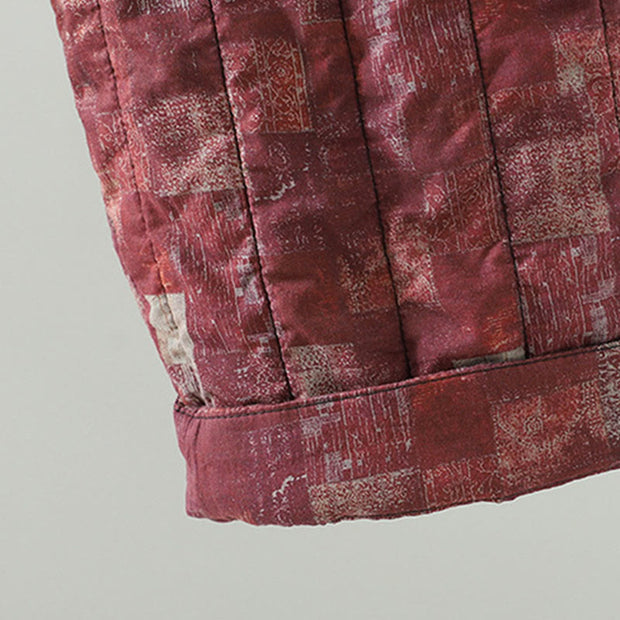 Buddha Stones Winter Square Diamond-shaped Patchwork Elastic Waist Women's Cotton Harem Pants With Pockets - image 10