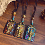 Buddha Stones Tibetan Ganesh Ganpati Elephant Ebony Wood Rope Peace Necklace Pendant - image 13