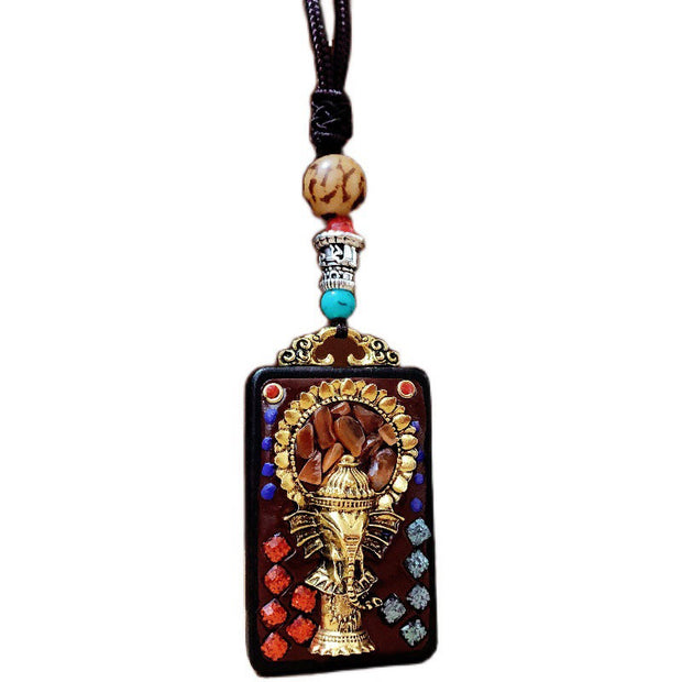 Buddha Stones Tibetan Ganesh Ganpati Elephant Ebony Wood Rope Peace Necklace Pendant - image 8