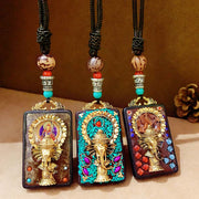Buddha Stones Tibetan Ganesh Ganpati Elephant Ebony Wood Rope Peace Necklace Pendant - image 12