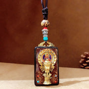Buddha Stones Tibetan Ganesh Ganpati Elephant Ebony Wood Rope Peace Necklace Pendant - image 5