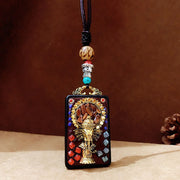 Buddha Stones Tibetan Ganesh Ganpati Elephant Ebony Wood Rope Peace Necklace Pendant - C Style - image 6