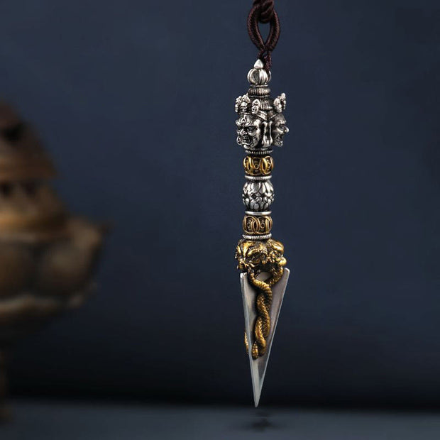 Buddha Stones Tibetan Vajra Vajrakila Copper Healing Spiritual Power Necklace Pendant - image 1