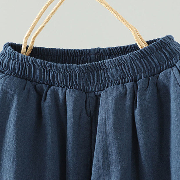 Buddha Stones Winter Elastic Waist Frog-Button Design Cotton Thermal Women's Straight Leg Pants With Pockets - image 2