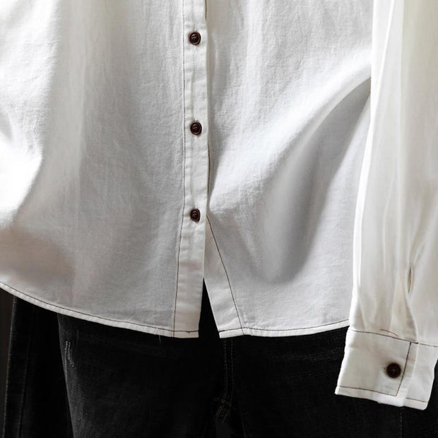 Buddha Stones Fall Buttons Down Pocket Decor Design Women's Stand Collar Long Sleeve Cotton Shirt - image 7