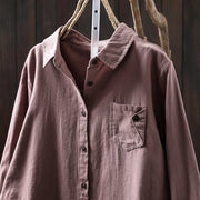 Buddha Stones Fall Buttons Down Pocket Decor Design Women's Stand Collar Long Sleeve Cotton Shirt - image 17