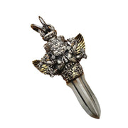 Buddha Stones Tibetan Vajra Three Heads Six Arms Design Copper Healing Spiritual Power Necklace Pendant - image 2