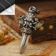 Buddha Stones Tibetan Vajra Three Heads Six Arms Design Copper Healing Spiritual Power Necklace Pendant - image 1