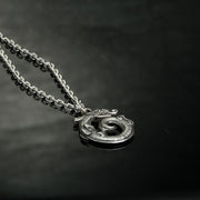 Buddha Stones Tibetan Coiling Dragon Taotie Pattern Copper Plated Silver Necklace Pendant - image 3