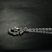 Buddha Stones Tibetan Coiling Dragon Taotie Pattern Copper Plated Silver Necklace Pendant - image 2