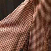 Buddha Stones Fall Tiny Plaid Button Down Ruffle Collar Long Sleeve Women's Cotton Shirt - image 9