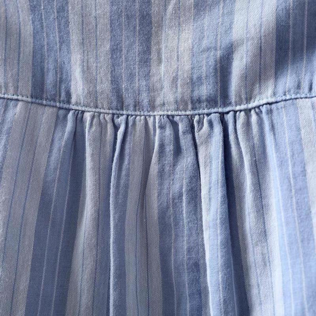 Buddha Stones Fall Vertical Stripes Button Down Stand Collar Long Sleeve Women's Cotton Shirt - image 5