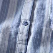 Buddha Stones Fall Vertical Stripes Button Down Stand Collar Long Sleeve Women's Cotton Shirt - image 7