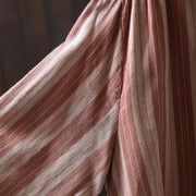 Buddha Stones Fall Vertical Stripes Button Down Stand Collar Long Sleeve Women's Cotton Shirt - image 24