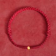 Buddha Stones "A Simple Wish for You" 925 Sterling Silver Plated Gold Single Bead Red Rope Bracelet Anklet Includes Gift Message Card - image 3