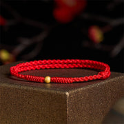 Buddha Stones 925 Sterling Silver Plated Gold Single Bead Strength Braided Red Rope Bracelet Anklet - image 12