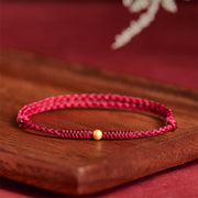 Buddha Stones "A Simple Wish for You" 925 Sterling Silver Plated Gold Single Bead Red Rope Bracelet Anklet Includes Gift Message Card - image 9