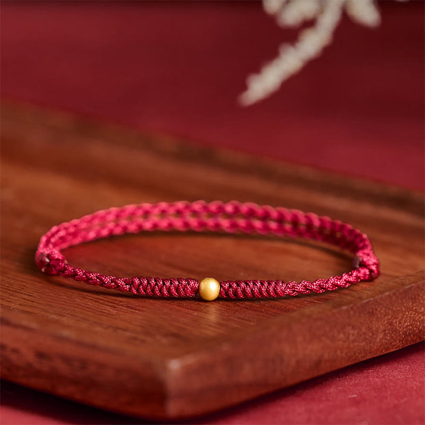 Buddha Stones "A Simple Wish for You" 925 Sterling Silver Plated Gold Single Bead Red Rope Bracelet Anklet Includes Gift Message Card - image 9