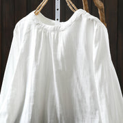 Buddha Stones Fall Crew Neck Back Button Down Design Long Sleeve Women's Cotton Shirt - image 14