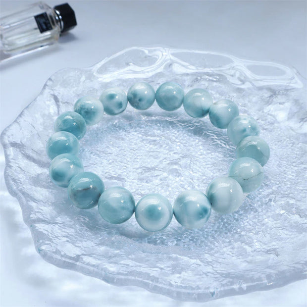 Buddha Stones Natural Larimar Wisdom Confidence Bracelet - Grade A - 14mm(Wrist Circumference 14-16cm) - image 0