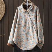 Buddha Stones Winter Flower Green Leaves Frog-Button Stand Collar Long Sleeve Women's Cotton Shirt - Gainsboro - US4-8/10，UK/AU8-12/14，EU36-40/42 (F) - image 12