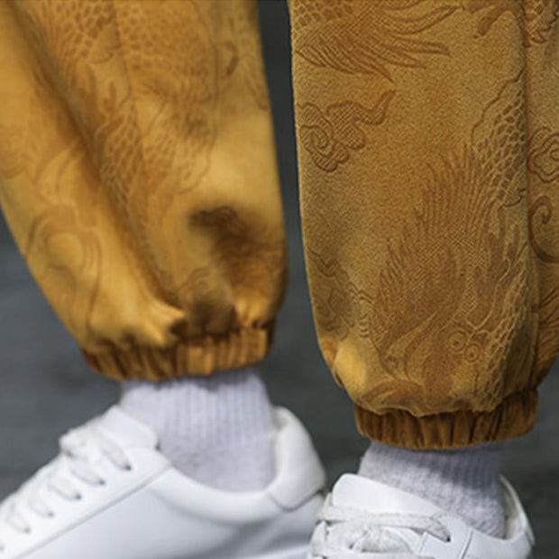 Buddha Stones 2Pcs Spring Dragon Bamboo Clouds Men's Tang Suit Frog-Button Cotton Long Sleeve Jacket Pants Set With Pockets - image 20