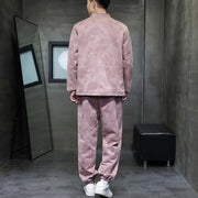 Buddha Stones 2Pcs Spring Dragon Bamboo Clouds Men's Tang Suit Frog-Button Cotton Long Sleeve Jacket Pants Set With Pockets - image 33