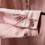 Buddha Stones Fall Solid Color Button Down Stand Collar Long Sleeve Women's Cotton Shirt - image 13