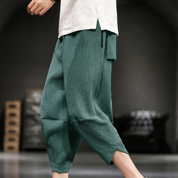 Buddha Stones Summer Solid Men's Cropped Pants With Pockets - LightSeaGreen - US/UK/AU46，EU56 (5XL)  - image 9