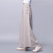 Buddha Stones Casual Frog-Button High Waist Wide Leg Pants With Pockets - Linen - US12，UK/AU16，EU44 (3XL) - image 0