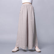 Buddha Stones Casual Frog-Button High Waist Wide Leg Pants With Pockets - image 5