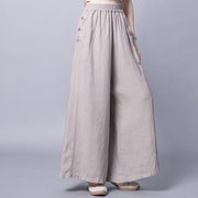 Buddha Stones Casual Frog-Button High Waist Wide Leg Pants With Pockets - image 1