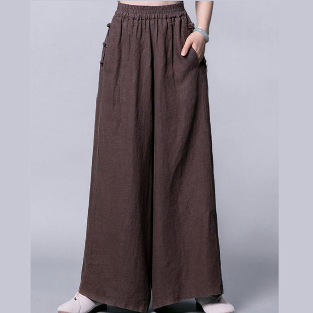 Buddha Stones Casual Frog-Button High Waist Wide Leg Pants With Pockets - image 10