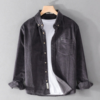 Buddha Stones Casual Corduroy Solid Color Men's Long Sleeve Cotton Thickened Jacket With Pockets - DimGray - US/UK/AU44，EU54 (4XL) - image 0