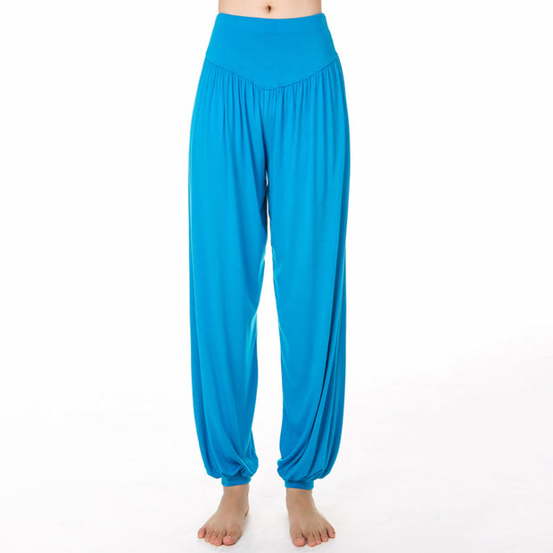 Buddha Stones Plain Color Loose Modal Yoga Dance Harem Pants - DeepSkyBlue - US12，UK/AU16，EU44 (3XL) - image 19