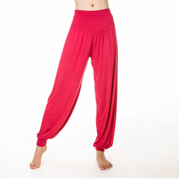 Buddha Stones Plain Color Loose Modal Yoga Dance Harem Pants - Tomato - US12，UK/AU16，EU44 (3XL) - image 22