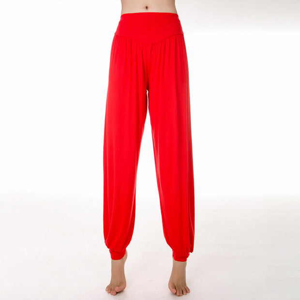 Buddha Stones Plain Color Loose Modal Yoga Dance Harem Pants - Red - US12，UK/AU16，EU44 (3XL) - image 26