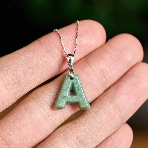 Buddha Stones "May You Find Your Own Meaning" Natural A-Z Letter Jade Titanium Steel Chain 925 Sterling Silver Chain Necklace Includes Gift Message Card - image 121