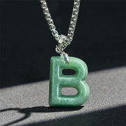 Buddha Stones "May You Find Your Own Meaning" Natural A-Z Letter Jade Titanium Steel Chain Necklace Includes Gift Message Card - image 15