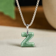 Buddha Stones "May You Find Your Own Meaning" Natural A-Z Letter Jade Titanium Steel Chain Necklace Includes Gift Message Card - image 112