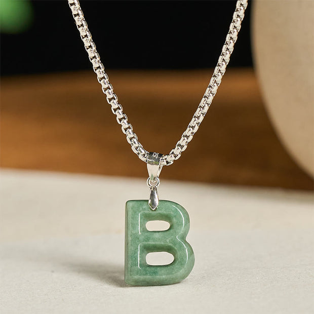 Buddha Stones "May You Find Your Own Meaning" Natural A-Z Letter Jade Titanium Steel Chain 925 Sterling Silver Chain Necklace Includes Gift Message Card - image 13