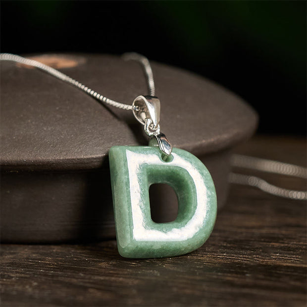 Buddha Stones "May You Find Your Own Meaning" Natural A-Z Letter Jade Titanium Steel Chain 925 Sterling Silver Chain Necklace Includes Gift Message Card - image 140