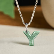 Buddha Stones "May You Find Your Own Meaning" Natural A-Z Letter Jade Titanium Steel Chain 925 Sterling Silver Chain Necklace Includes Gift Message Card - image 108
