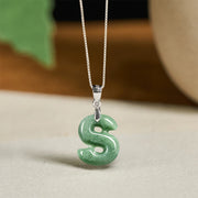 Buddha Stones "May You Find Your Own Meaning" Natural A-Z Letter Jade Titanium Steel Chain 925 Sterling Silver Chain Necklace Includes Gift Message Card - image 184