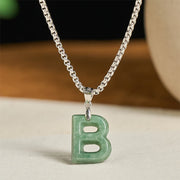 Buddha Stones "May You Find Your Own Meaning" Natural A-Z Letter Jade Titanium Steel Chain 925 Sterling Silver Chain Necklace Includes Gift Message Card - image 13